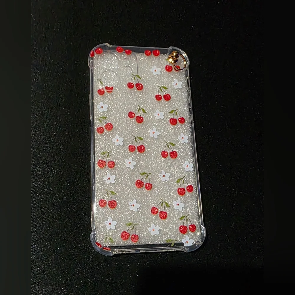 Cherry & Flower Case for iPhone 12 w/‎ build in ring for lanyard or charm - NEW